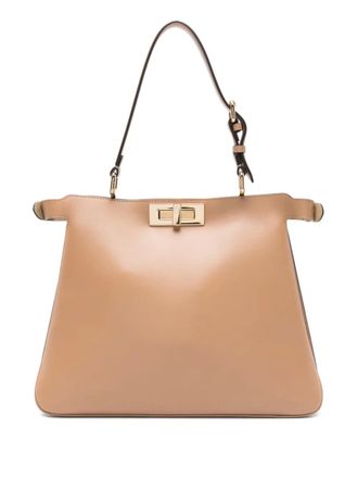 Fendi turnlock handle tote bag - Marrone