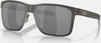 Oakley Holbrook - Occhiali da sole polarizzati squadrati in metallo color canna di fucile opaco con lenti nere a specchio-Grigio
