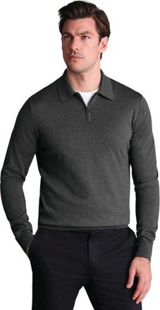 CHARLES TYRWHITT Merino Zip Polo Neck Long sleeve in Grey at Nordstrom, Size Xxx-Large