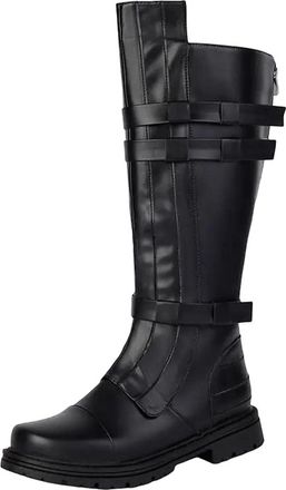 Generic Womens Knee High Riding Boots Round Toe Med Block Heel With Full Side Zipper Classic Retro Style Leisure Tall Boots