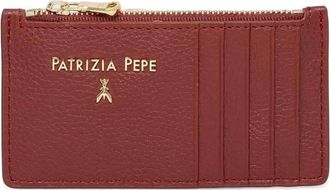 Patrizia Pepe logo-lettering leather card holder - women - Polyester/Calf Leather - One Size - Red