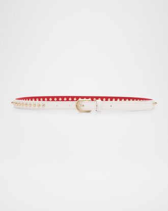 Christian Louboutin Cabata Paris Spike Skinny Belt in Calf Leather