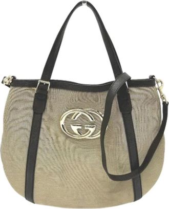 Gucci Pre-owned Tote Bags, female, Beige, Size: ONE SIZE Pre-owned Canvas gucci-bags