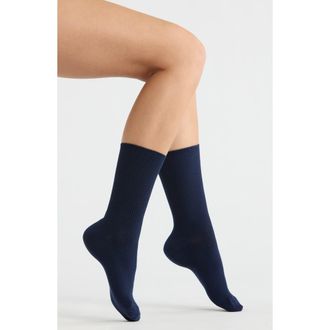 Nordstrom Everyday Rib Crew Socks in Navy Peacoat at Nordstrom, Size 9