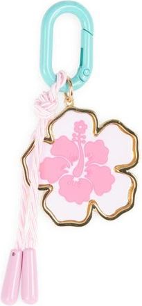 Leith Painted Hibiscus Carabiner Clip Bag Charm in Pink Multi- Gold at Nordstrom Rack