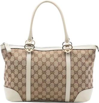 Gucci Pre-owned Handbags, female, Beige, Size: ONE SIZE Pre-owned Vintage Canvas Tote