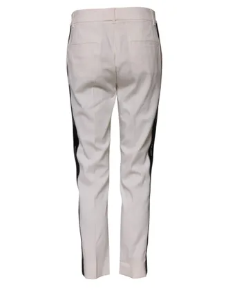 Dolce & Gabbana White Wool Mid Waist Tapered Trouser Womens Pants