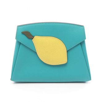 Herm&egrave;s Green Lime Yellow Swift Leather Chevre Leather Pouch (Pre-Owned)