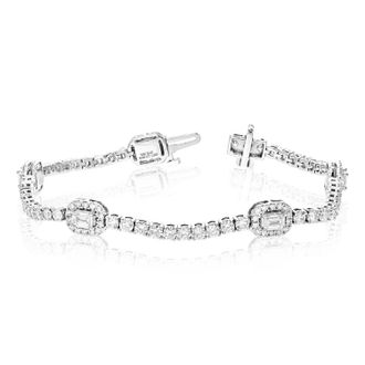 Vir Jewels 5.35 cttw Emerald Lab Grown Diamond Tennis Bracelet in 14K White Gold 7 Inch For Women