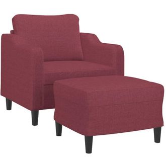 vidaXL Vidaxl - Sill&oacute;n Con Taburete Tela Rojo Tinto 60 Cm