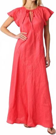 Olivaceous Ava Linen Dress In Coral