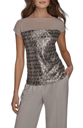 DKNY Mesh Sequin Top in Vapor at Nordstrom, Size X-Large