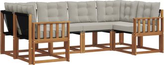 vidaXL Conjunto De Sof&aacute;s De Exterior 6 Uds. Natural Y Gris Claro Vidaxl
