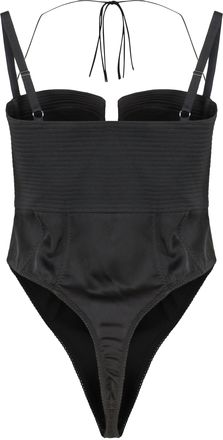 ANNA OCTOBER Womens Satin Body With Adjustable Straps Black Polyester Tops Top