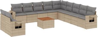 vidaXL Vidaxl - Set Divani Da Giardino 12 Pz Con Cuscini Beige In Polyrattan