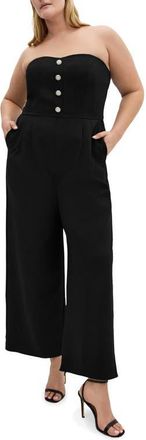City Chic Alexi Strapless Jumpsuit in Black at Nordstrom, Size Xl