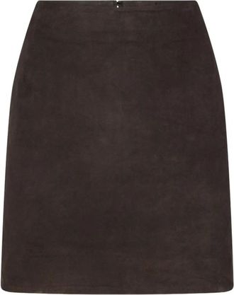 Rotate Suede Mini Bell Skirt - female - ROTATE Birger Christensen - Leather Skirts - Brown - S - Skirts
