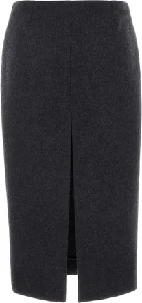 Gucci Womens Wool-Blend Pencil Skirt Gray Silk