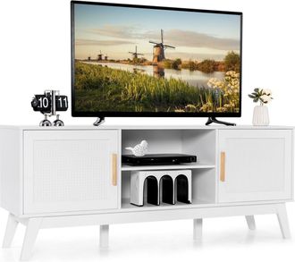 Costway TV Stand for TVs up to 65 Media Console Table w/Adjustable Shelf 2-door Cabinet