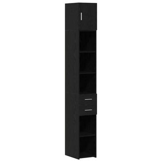 Berkfield Home Slim Storage Cabinet Black Oak 30x42.5x225 cm Engineered Wood