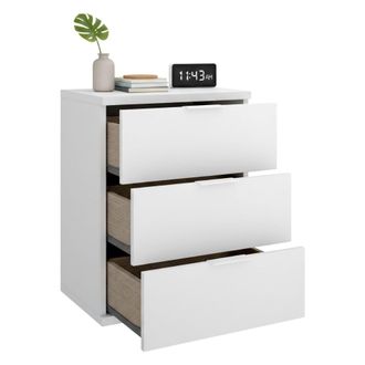 Dmora Mesilla Sturgis, Un Estante, 3 Cajones, Apertura Corredera, 34x42x57h Cm Blanco
