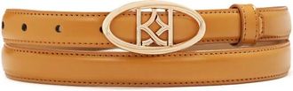 Kazar Smalle lichtbruine riem met decoratieve gesp - Dames - Riemen - Bruin - 90 CM - Leer - Accessoires