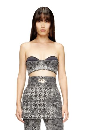 Diesel Basque in Prince of Wales jacquard denim - Tops - Woman - Multicolor