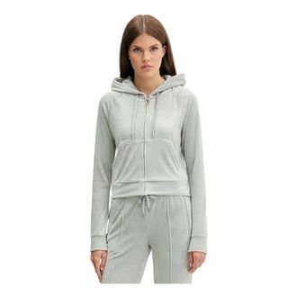 Juicy Couture Felpa con zip Outline Diamant&eacute; Velour - - Sweatshirts & Hoodies - Donna - Grigio - L