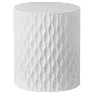 Beliani Beliani - Mesa Auxiliar De Mgo Fibra De Vidrio Forma Redonda Resistente A Las Manchas &Oacute;xido Agua Y Viento Efecto Terrazo &Oslash; 37 Blanco Antelao