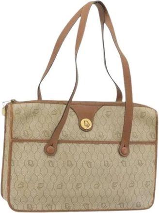 Dior Pre-owned Vintage Canvas Hand Bag - Dames - Vintage Handtas - Beige - ONE Size - Leer - Vintage