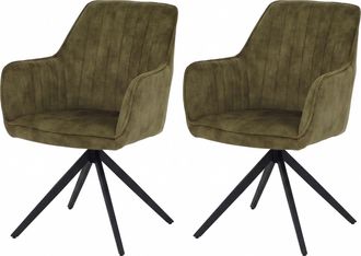 Hhg [nunca Usado] Juego De 2 Sillas De Comedor Hhg-139, Silla De Cocina Con Reposabrazos Giratorios Y Mecanismo De Retorno Autom&aacute;tico, Terciopelo De 440 G