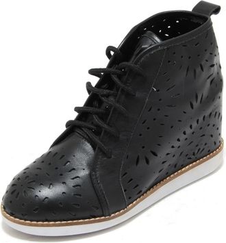Jeffrey Campbell Aversa Platform Schoenen - Dames - Veterlaarzen - Zwart - 39 EU - Leer - Schoenen