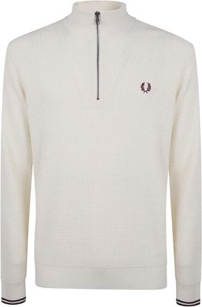 Fred Perry Truien & Vesten, Heren, Beige, XL, Katoen, Waffle Stitch Half Zip Jumper