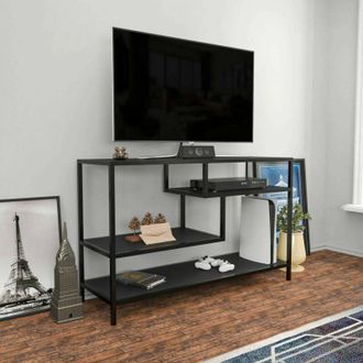 Dmora Dmora - Mueble De Televisi&oacute;n Vega, Aparador De Sal&oacute;n, Mueble Bajo Para Tv, Base De Pared Equipada, 120x39h75 Cm, Antracita Y Negro, Con Embalaje Refor
