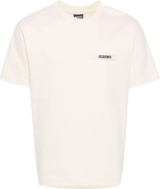 Jacquemus Relaxed Fit White T-Shirt with Subtle Logo Patch