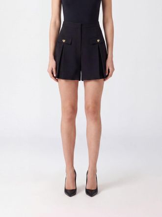Twinset High-Waisted Cr&ecirc;pe Shorts with Pleats and Flap Pockets