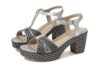 Eric Michael Eric Michael Valencia Sandal Womens Black Silver Leather Block Heel FD1438