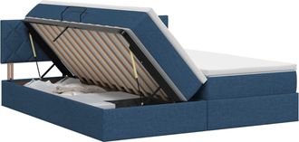 vidaXL Cama Con Almacenamiento 2 Uds. Azul Cuero Sint&eacute;tico Vidaxl