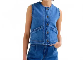 Compa&ntilde;&iacute;afant&aacute;stica Crew Neck Vest In Blue Denim