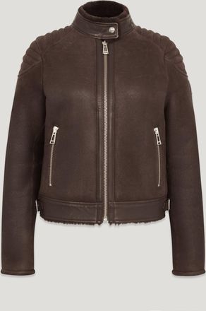 Belstaff Shearling Mollison Jacket Womens Merino Shearling Dark Brown Size XS