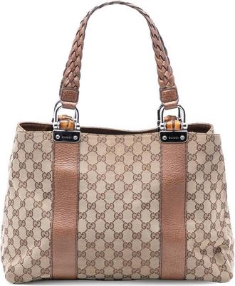 Gucci Pre-owned Gucci Medium GG Canvas Bamboo Libeccio Tote Ladies 232947 486628