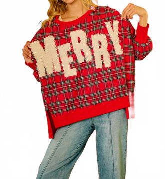 Bibi Merry Plaid Sweatshirt In Red