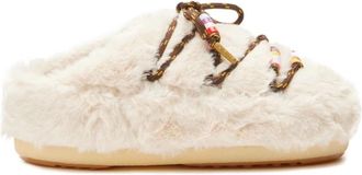 Moon Boot Faux-Fur Beaded Mules - Dames - Slip ons - Beige - 37 EU - Schoenen