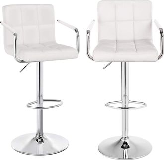 Songmics 2 taburetes de bar con altura de 95-115 cm de color blanco