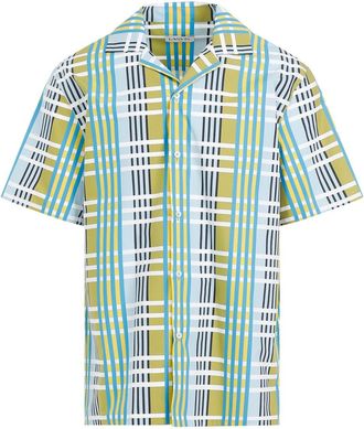 Lanvin Green Cotton Printed Bowling Shirt-Uomo