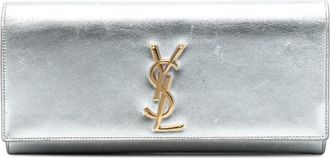 Saint Laurent Clutch Cassandre in pelle di vitello metallizzata 2014 - Argento