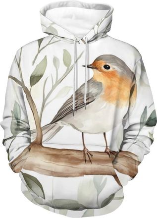 Generic Robin Bird On Woods Mens Hoodies Womens Hoodie Sweatshirt Tops Casual Pullover Sweater