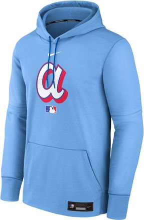 Nike Mens Atlanta Braves Authentic Collection City Connect Nike Therma MLB Pullover Hoodie in Blue | NAC30K41AW-YQN