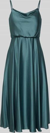 Jake*s Cocktailkleid mit Wasserfall-Ausschnitt in Schilf Melange, Gr&ouml;&szlig;e 32