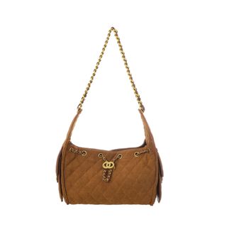 Adornia Brown Quilted Bag with Chain Strap and Side Pockets